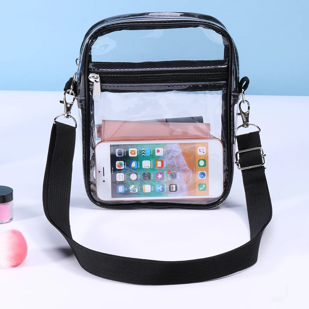 

Transparent TPU Shoulder Bag Small Square Messenger Bag Clear Stadium Approved Travel Casual for Concerts Sports Beach Purse