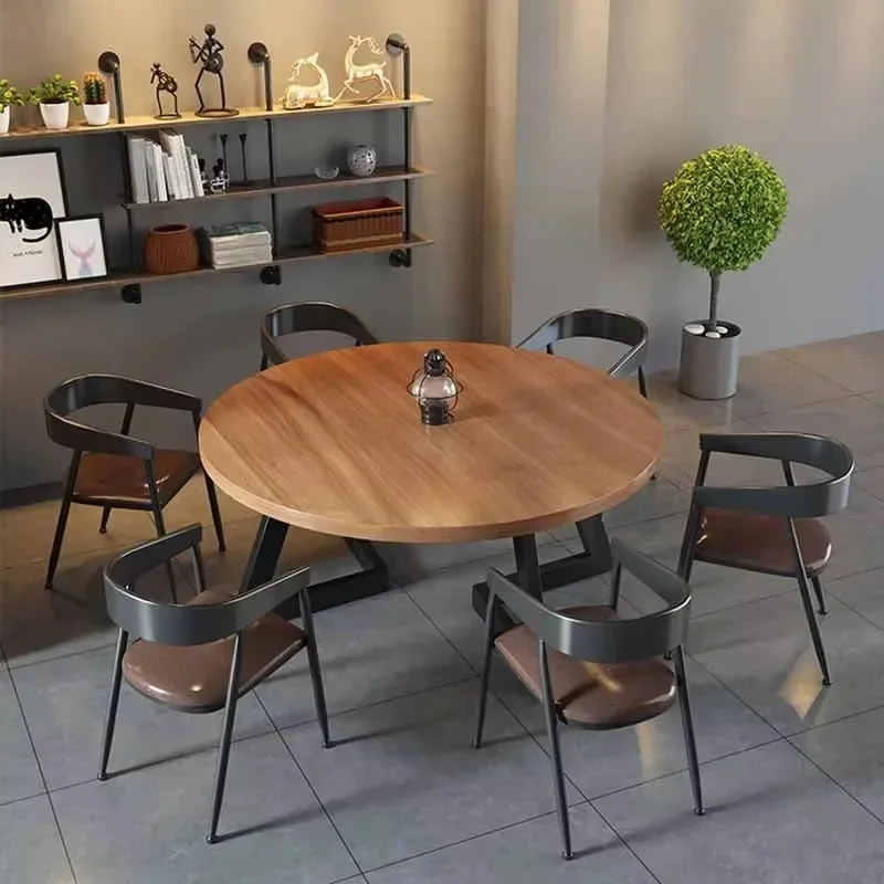 Round Kitchen Dining Table Luxury Oilproof Modern Conference Tables Restaurant Space Saving Juegos De Comedor Trendy Furniture