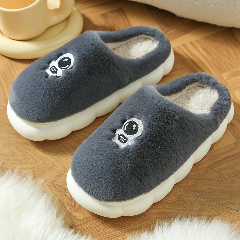 2024 New Winter Soft Sole Mens Indoor Floor Antiskid Slides Bedroom Slippers Warm Fluffy Slippers Male Home Casual Cotton Shoes