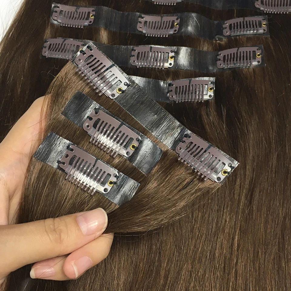 Clip In Hair Extensions Human Hair Brazilian Straight Clip In 8 Pcs/Set #4 Color Clip Ins Remy Hair 8-26 Inch 120G