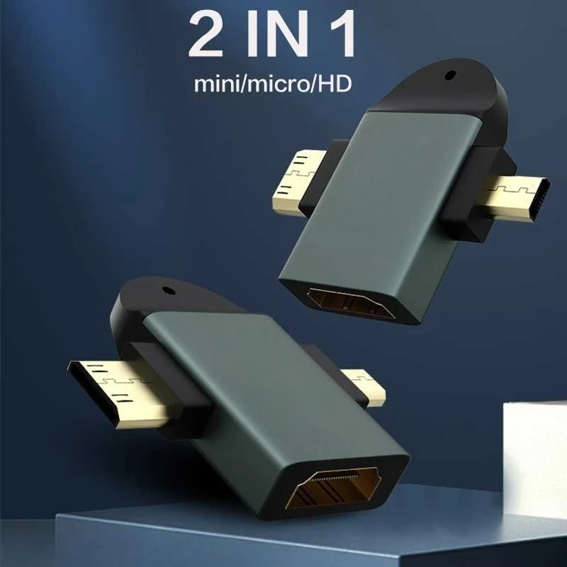 4K 60 هرتز سبائك الألومنيوم HD محول 2 في 1 المحمولة مايكرو وصغير إلى HDMI محول ل كاميرا الكمبيوتر المحمول العارض الهاتف HDTV #2