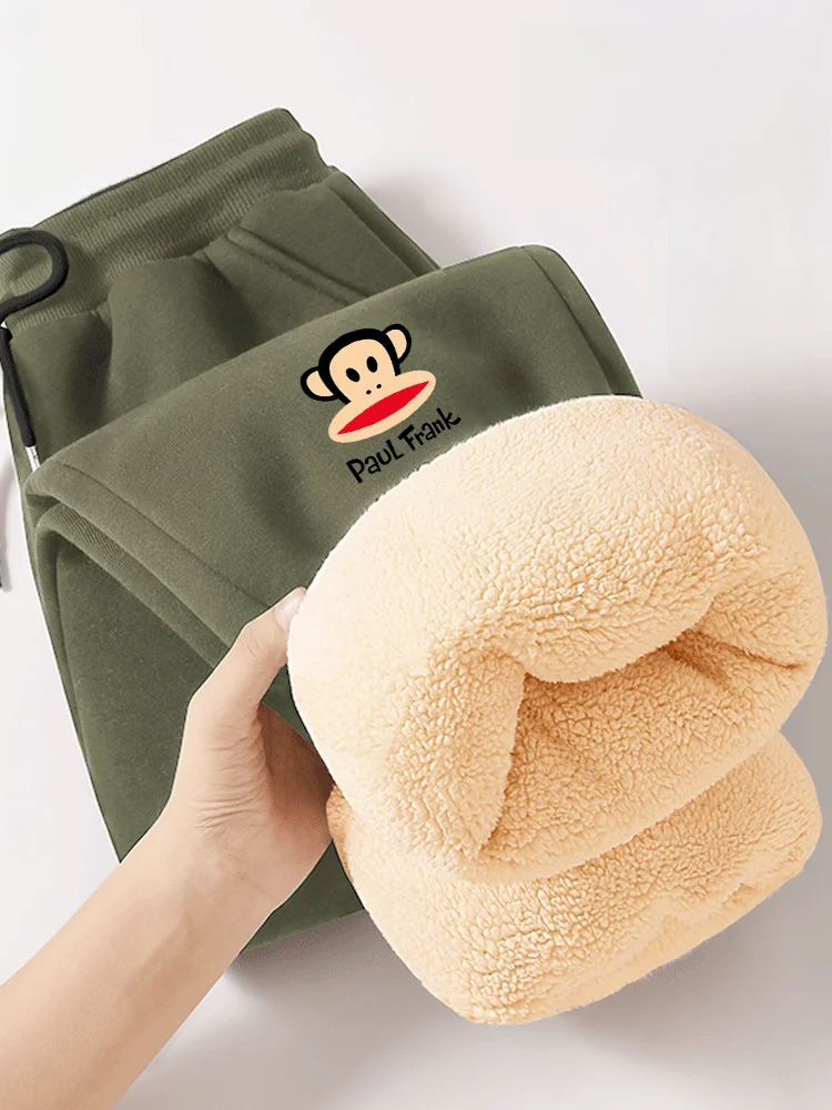 

Мужские утепленные спортивные брюки с манжетами, повседневные брюки в американском стиле, теплые и удобные зимние брюки свободного кроя со средней посадкой на талии