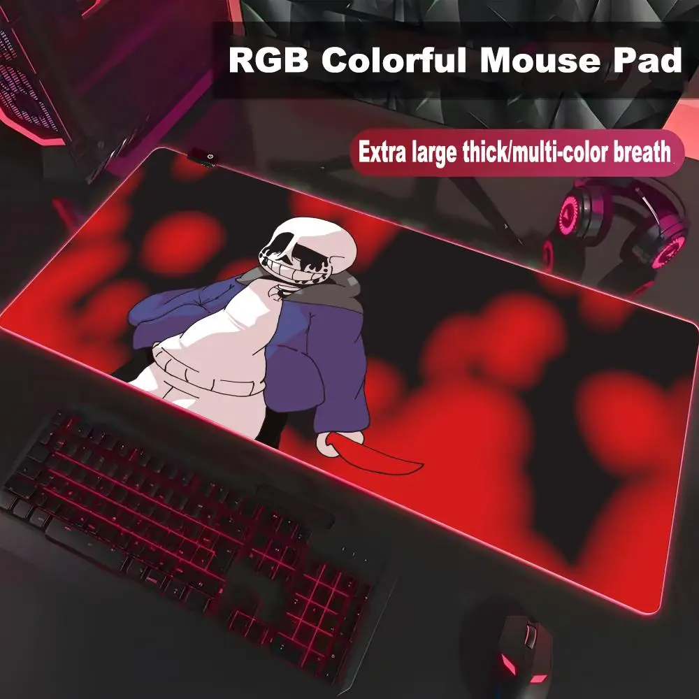 

Mouse Pad Large Game U-Undertale High-end E-sports RGB Mouse Pad LED Pc Large Student Writing Pad Gamer Luminous Mat XAXC