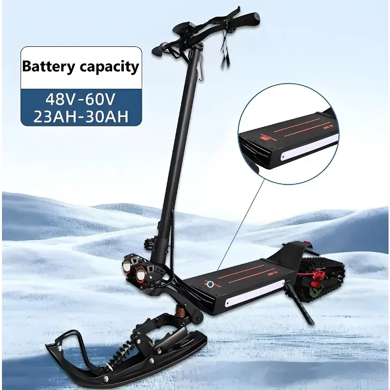 World First 3-in-1 Electric Scooter Waterproof 30ah Electric Snow Sled Ski Scooter Hot