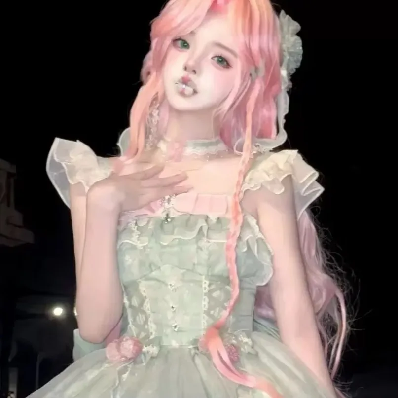 

Японское милое платье Лолиты Jsk, женское кавайное милое платье с цветочными оборками и бантом, элегантное платье принцессы для девочек Y2k, новое мини-платье феи