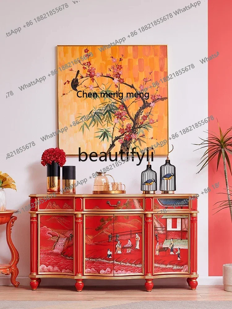 

M178 A Home decoration cabinet French court hand-painted gold foyer entrance side cabinet