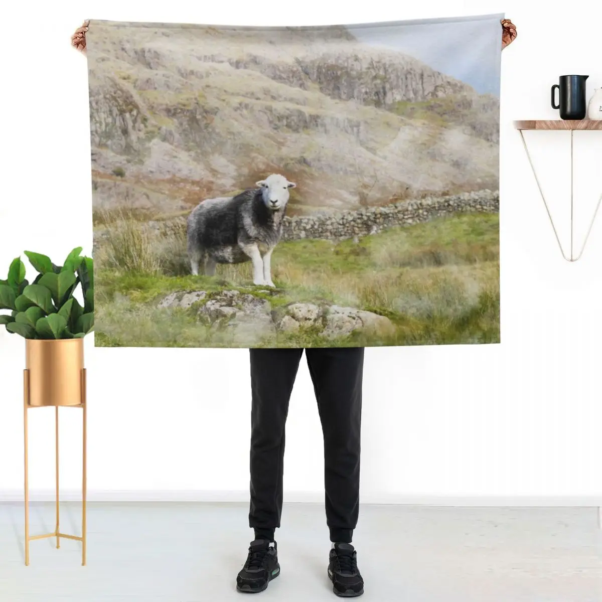 Herdwick Sheep Landscape Watercolour Photograph Throw Blanket Bed Fashionable Blankets For Sofas Heavy Cute Blankets