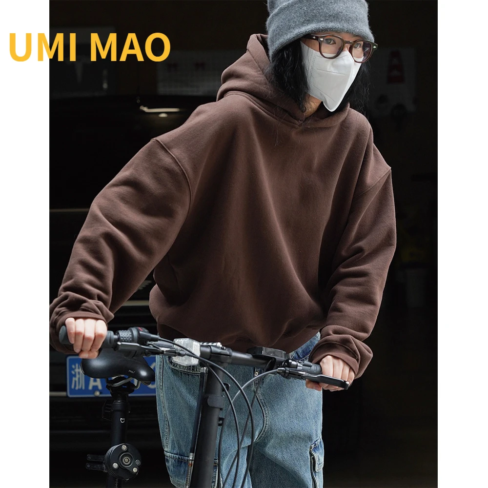 

UMI MAO Velvet Hooded Sweatshirt Autumn Winter Casual Short Bodysuit Loose Thin Warm Comfortable Long-sleeved Tops Female Thick