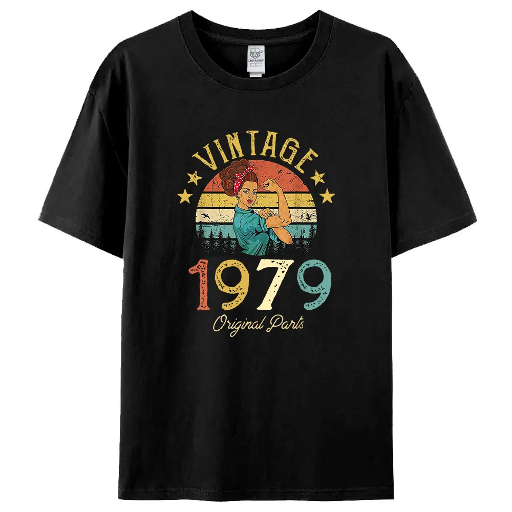 2024 New Arrival Vintage 1979 Original Parts T-Shirt 45 Years Old 45th Birthday Gift Women Girls Mom Wife Funny Retro TShirt