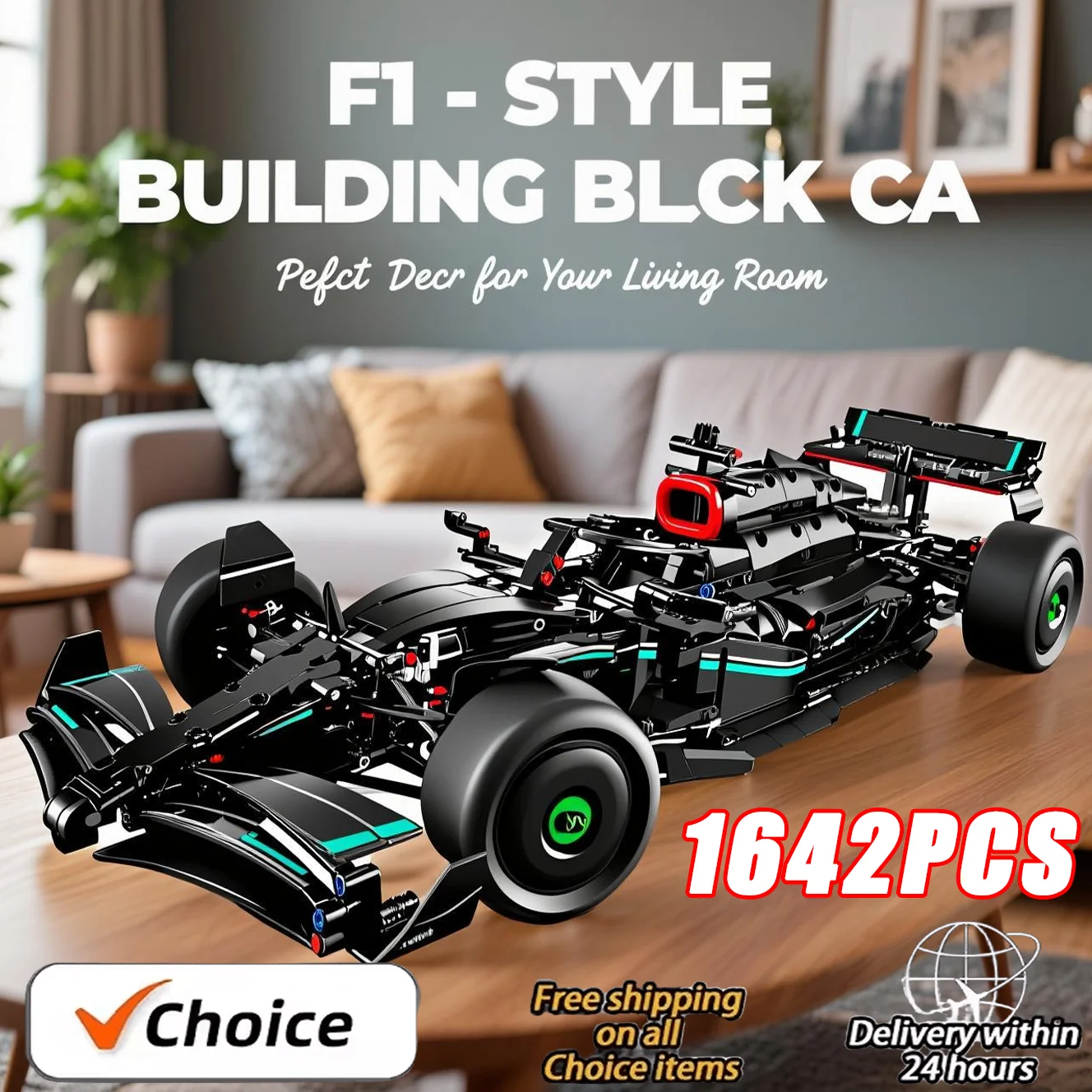 F1 W14 E 42171 سيارة سباق عالية الأداء 1642 قطعة طقم تجميع مقياس 1:8 قابلة للتجميع للبالغين نموذج عرض مفصل بأدق التفاصيل ديكورات