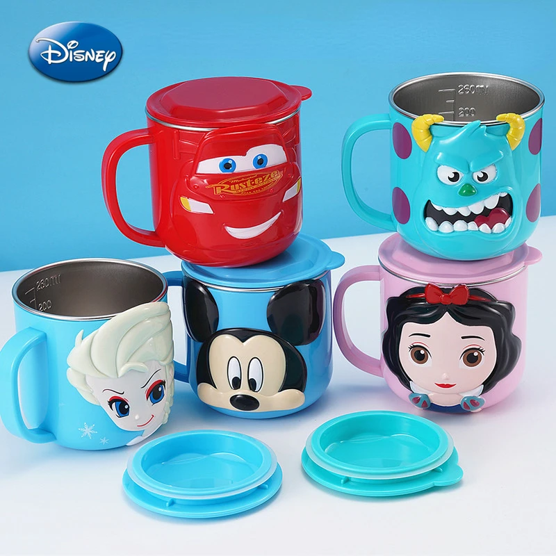 Disney stitch children stainless steel water cup children drinking water cup anti-fall home milk cup baby tableware set