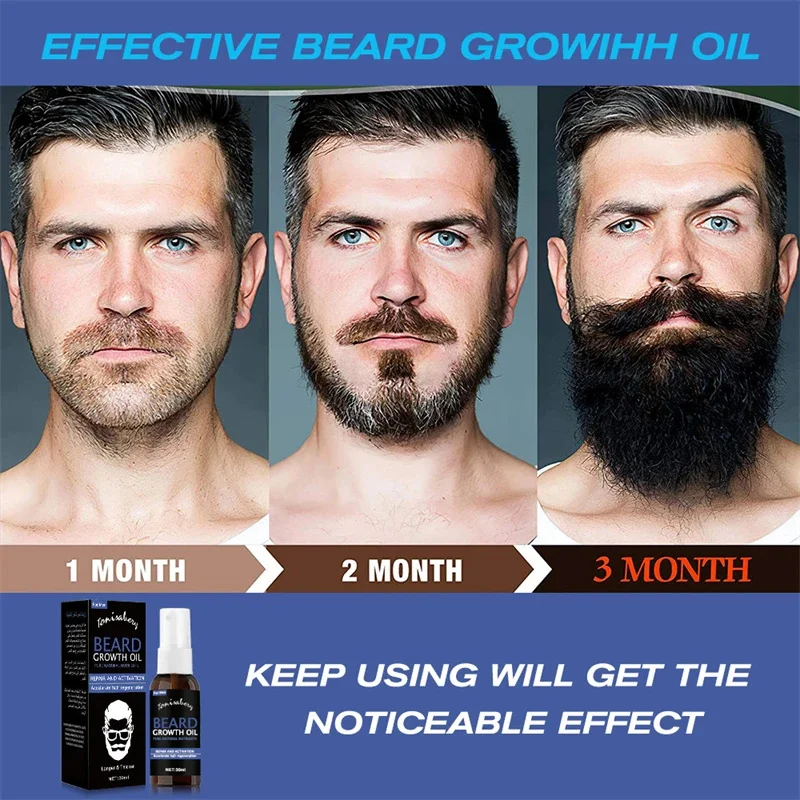 Beard Growth Serum Spray Fast Styling Hair Growing Essential Oil Thicker Longer Fuller Beard Softening Moisturizing Beard Liquid