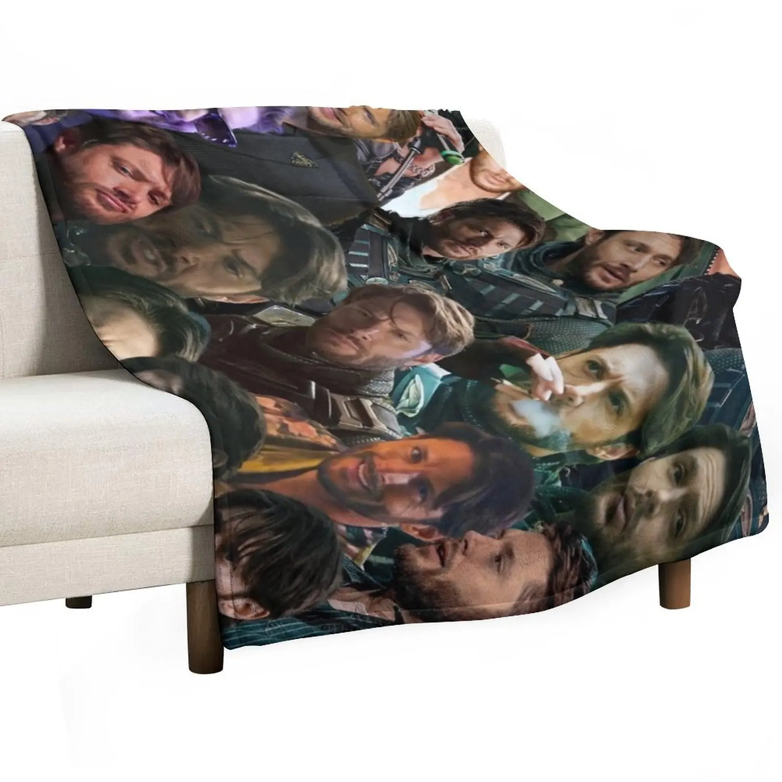 

Jensen Ackles Photo Collage 2 Throw Blanket Bed linens Giant Sofa Travel Luxury Brand Blankets