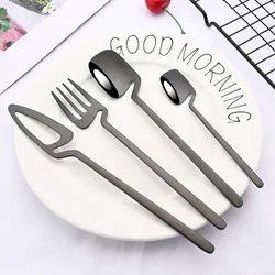 2/4/6Set Western Black Tableware Stainless Steel Flatware Cutlery Set Kitchen Knife Fork Spoon Set Luxury Dinnerware Wedding Set