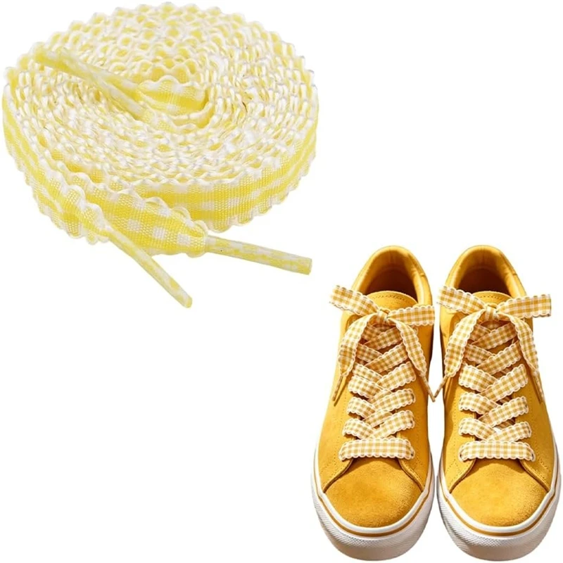 1 Pair Checkered Flat Shoelaces for Sneakers Plaid Shoelace Footwear Replacement Shoe Laces Shoes Accessories for Sneakers