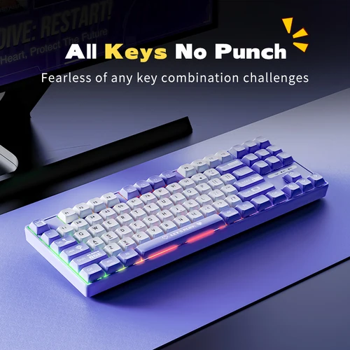 Imagen 2 del producto Teclado Mecánico para Juegos Ajazz AK870MC con Cable, Diseño 75%, Interruptores Intercambiables en Caliente, 87 Teclas, Interruptores Rojos y Marrones para Computadora Portátil y de Escritorio