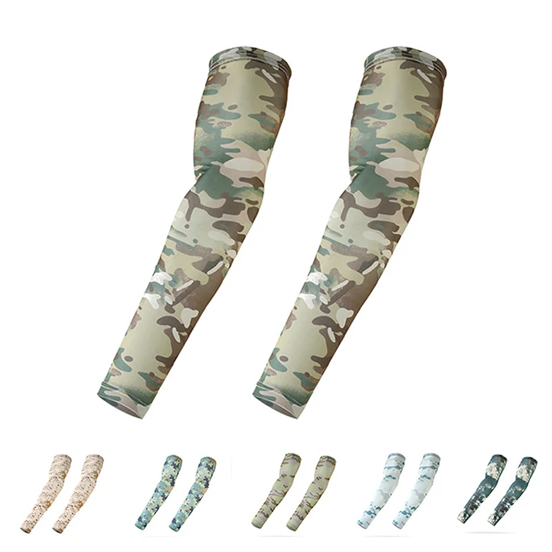 1 Pair Running Fishing UV Sun Protection Cuff Cover Tactical Camouflage Sports Arm Sleeve Basketball Cycling Arm Warmer