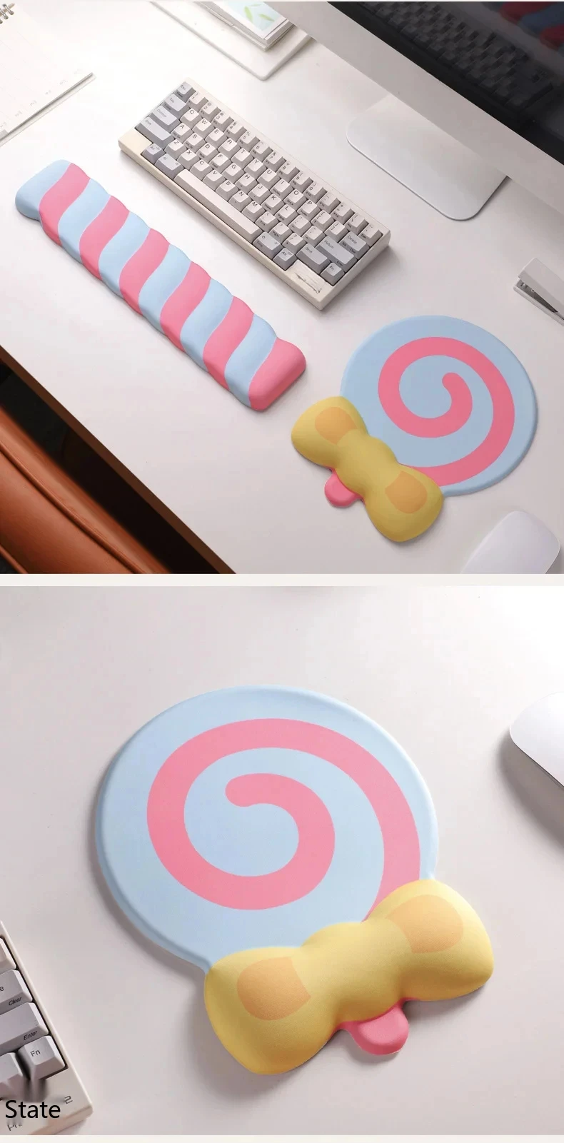 Lollipop Silikon-Handgelenkauflage Mauspad Ergonomische Schreibtischunterlage für Büro und Gaming 3 Farboptionen mit Tastaturunterstützung – Detail 6
