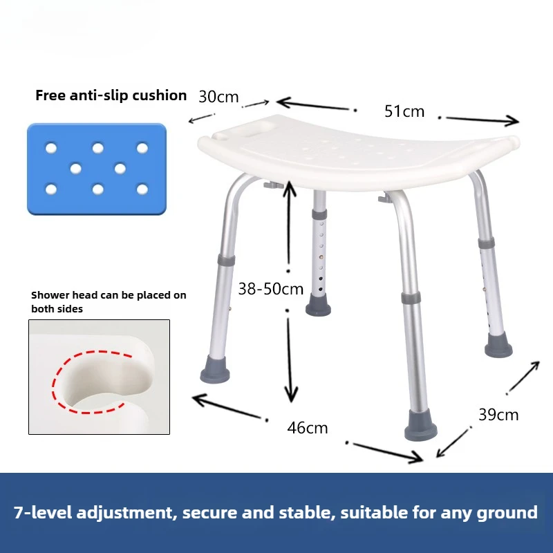 ‌Bariatric Shower Chair with Arms, Tool-Free Adjustable Bath Bench, Non-Slip Medical Commode, Elderly Safety Bathroom Seat