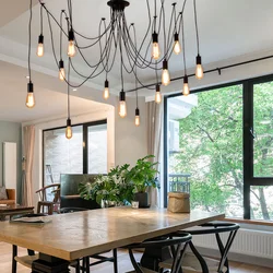 Modern large spider ceiling chandelier E27 black retro chandelier, DIY shape dining room living room bedroom hotel lamps