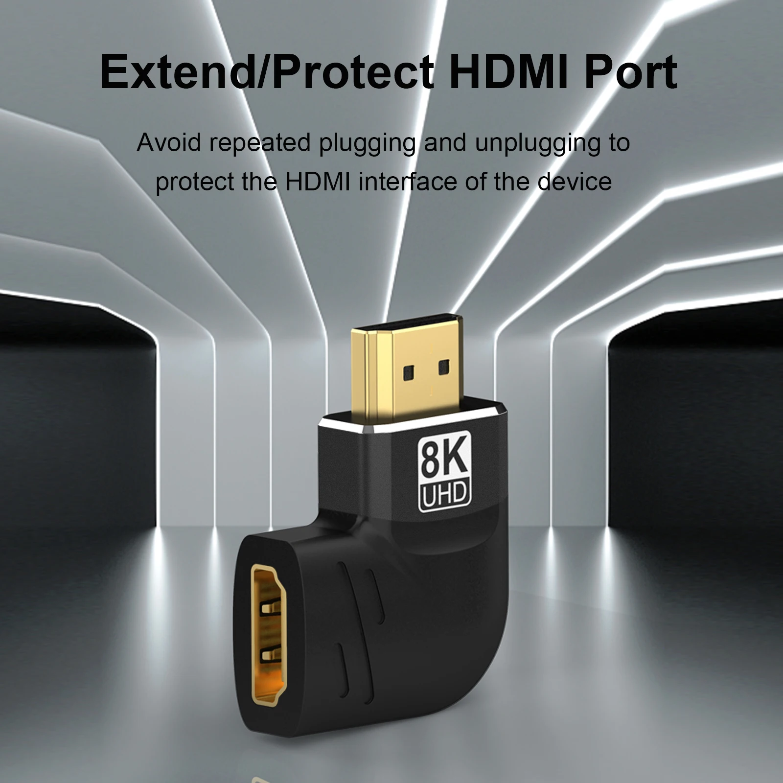 Adaptador hdmi2.1 macho a hembra 8K 60Hz 4K 120Hz convertidor de curva lateral de 90/270 grados 48Gbps para proyector de Monitor de escritorio portátil