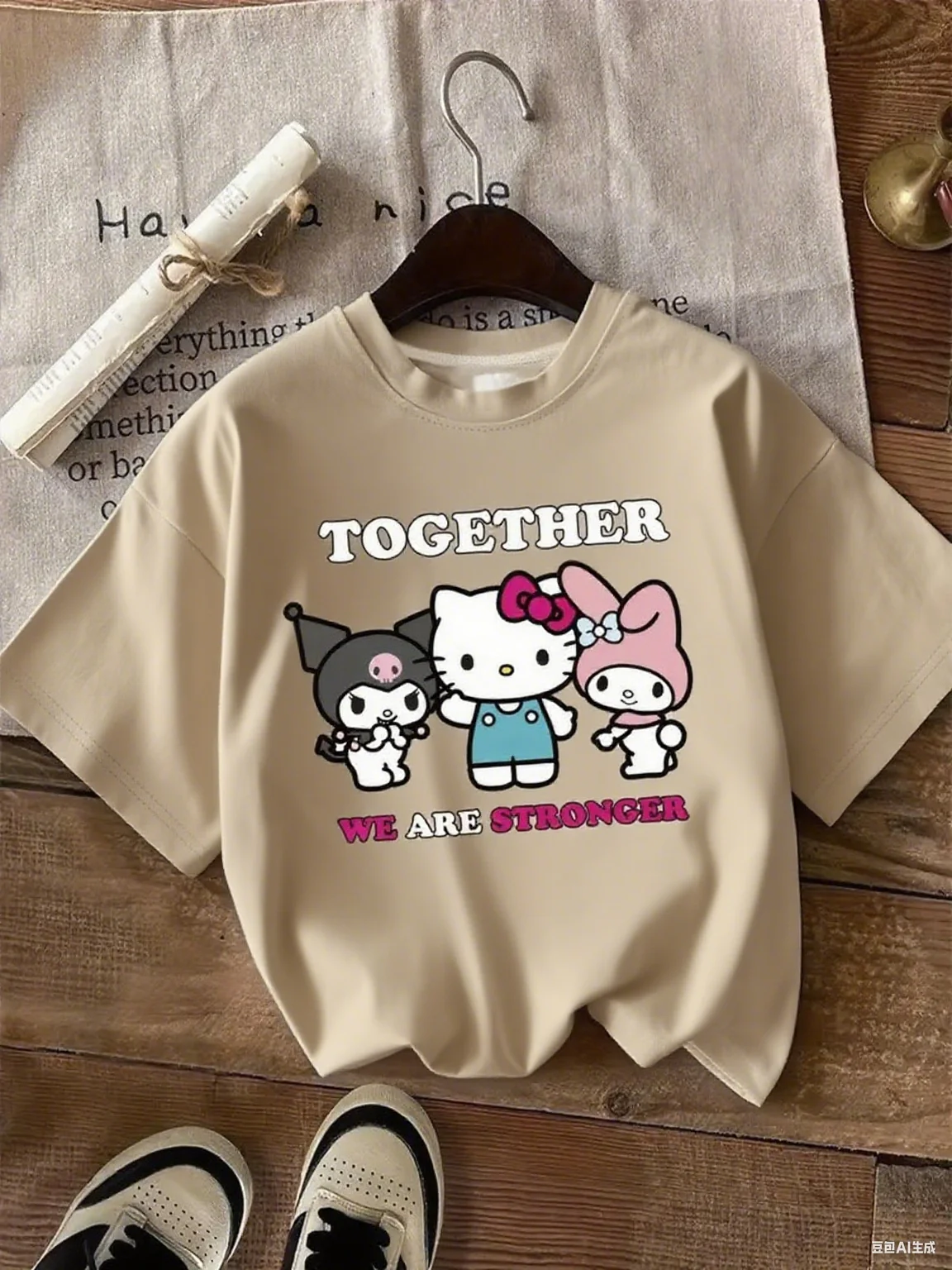 

Cute Hello Kitty Friends Unity Cotton Tee Printed Brand Pure Cotton T-shirt Short Sleeve Unisex Round Neck Tee S-4XL