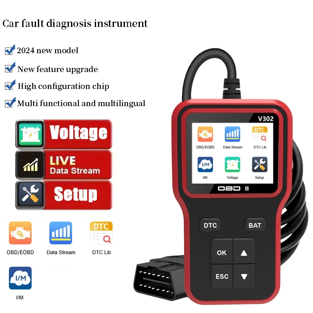 

LupuAuto V302 Car Full OBD2 Scanner Professional Auto Engine System Diagnostic Tools Automotive Trouble Shooter Code Reader