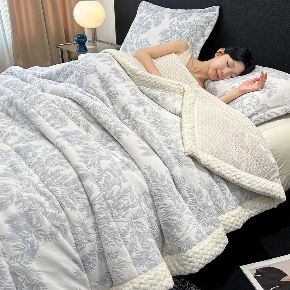 

Extra Thick Blanket for Sofa Recliner Bed, Warm 3 Layers Flannel Blanket for Winter Autumn, Plush Quilt, Velvet Blanket