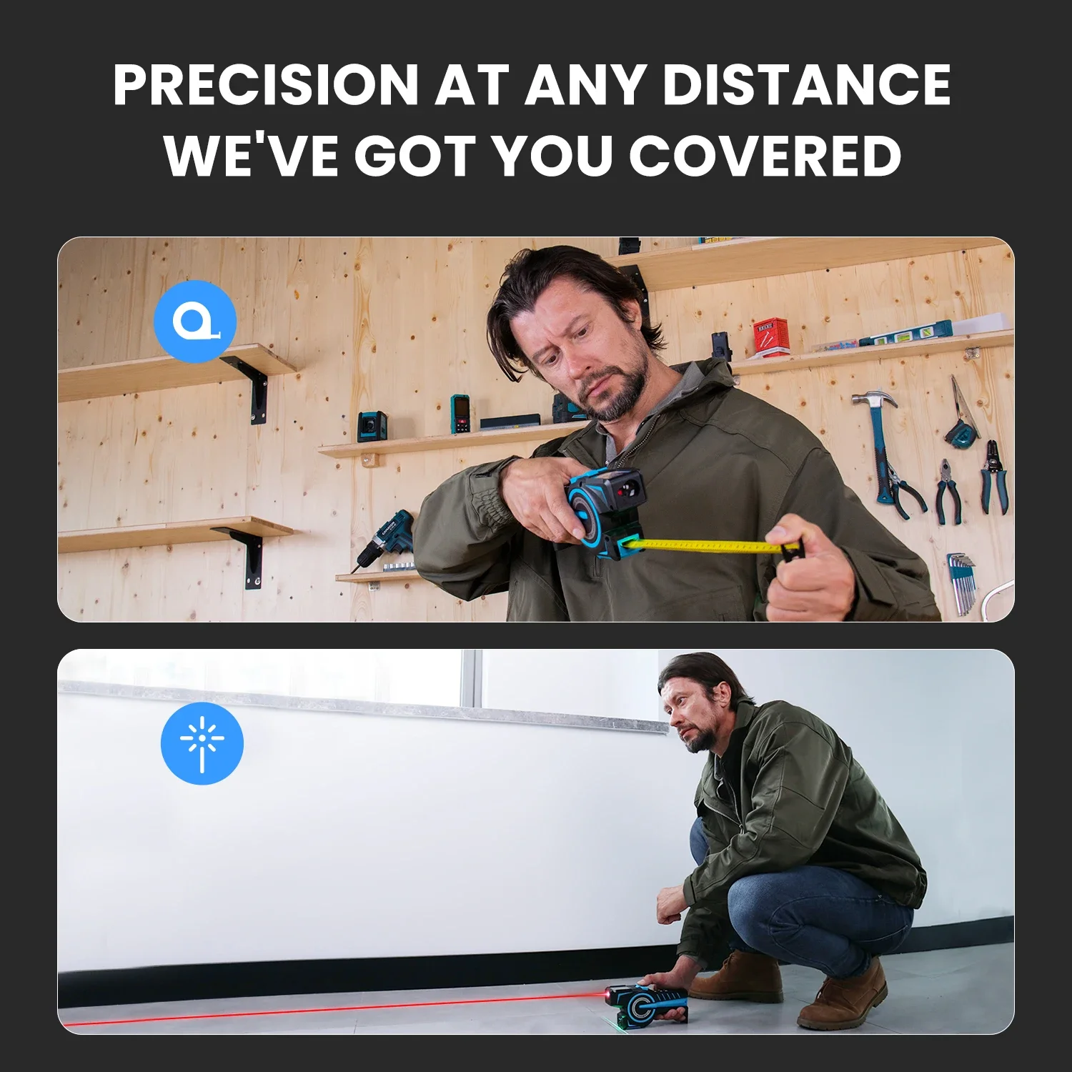 Medidor de distância de fita laser digital Mileseey DTX10 medida 3 em 1 com display IPS de 2,0 polegadas