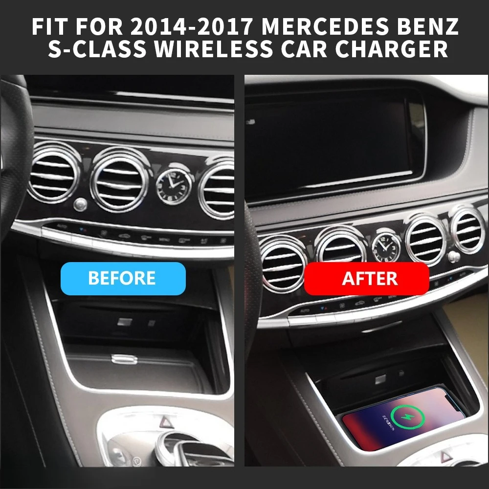 Car Wireless Charging Pad Suitable for Wireless Charging of 14-17 Mobile Phones of Mercedes Benz S-Class Models