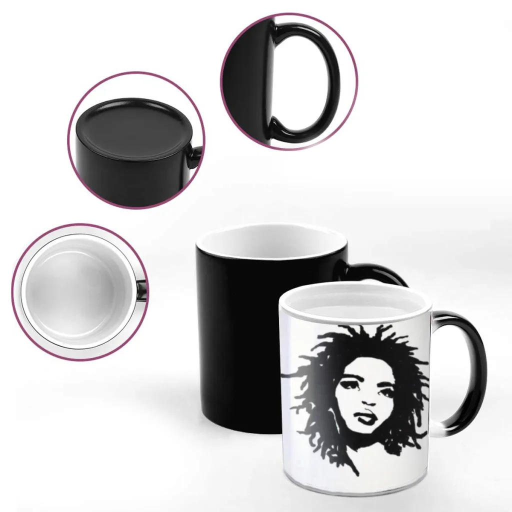 Black White Lauryn Hill Pop Hip Hop Rapper Music Star Creativity Change Color Chang mug Ceramic mug Hot Coffee Cup Breakfast Cup