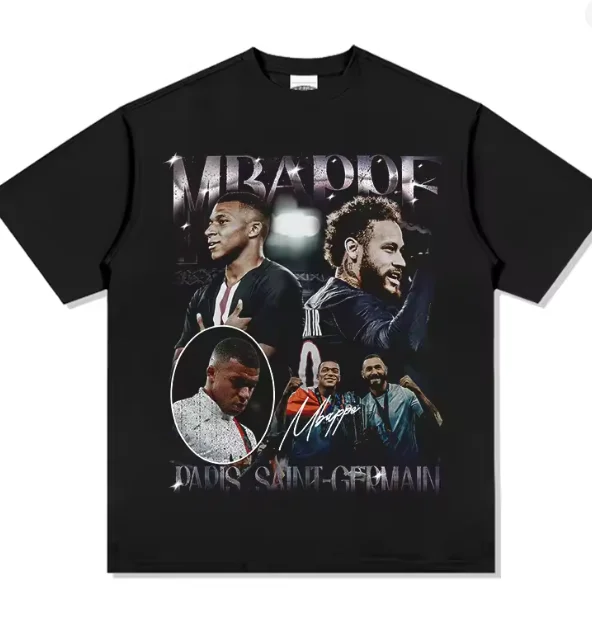 Camiseta de Fútbol de Algodón para Hombre Mbappé y Neymar, Camiseta Conmemorativa del Paris Saint-Germain, Camiseta de Verano Unisex de Manga Corta y Corte Holgado