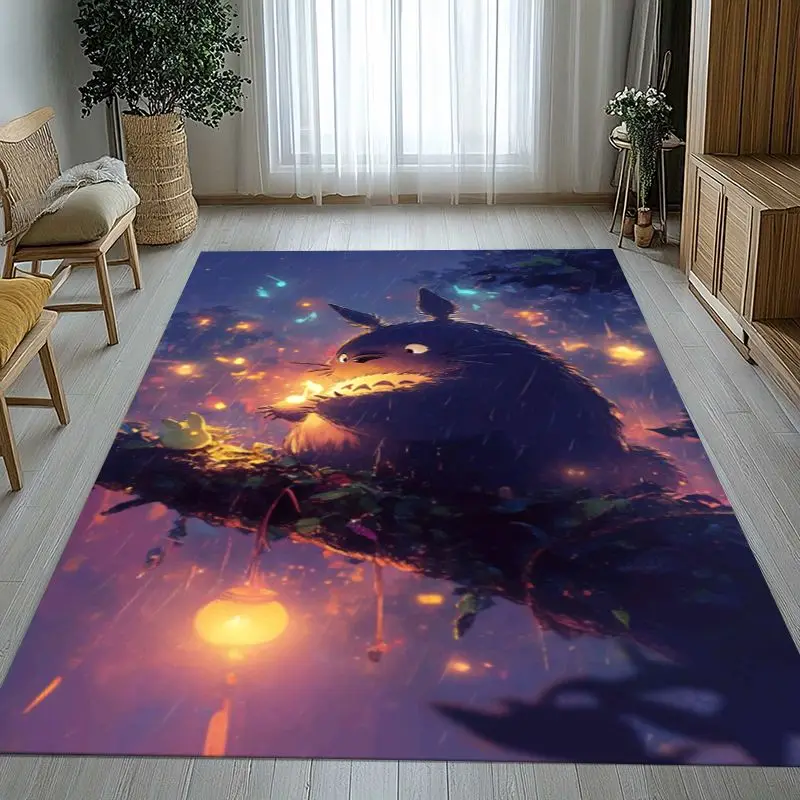 Kawaii T-Totoro Cat Bus Cartoon Area Rug,Soft Non-Slip Carpet Mat for Living Room Bedroom Playroom,Sofa Floor Rug,Home Decor