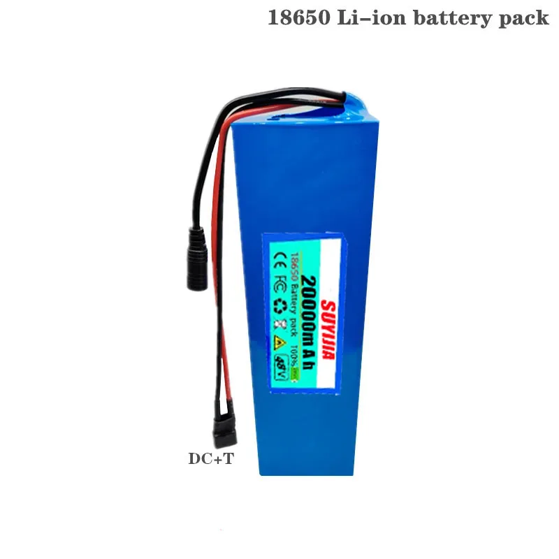 True Capacity XT60/T Plug 48V Lithium-ion Battery Pack 13S2P 20Ah Built-in BMS, Suitable for Electric Bicycle 54.6V 2A Charger