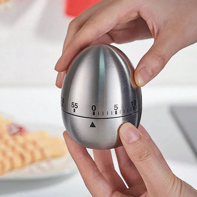 2026 Kitchen Supplies Stainless Steel Egg Clock Kitchen Timer Alarm Count Up Down Clock 60 Minute Countdown Cooking Timer
