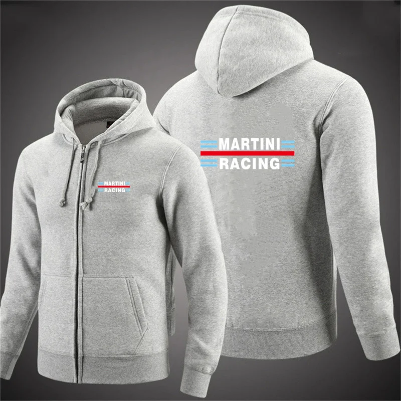 Zip Up Hoodies Autumn Martini Racing Hooded Sweatshirts Men\'s Hoodie Cardigan Solid Color Classic Jacket Men Coat Men Clothing