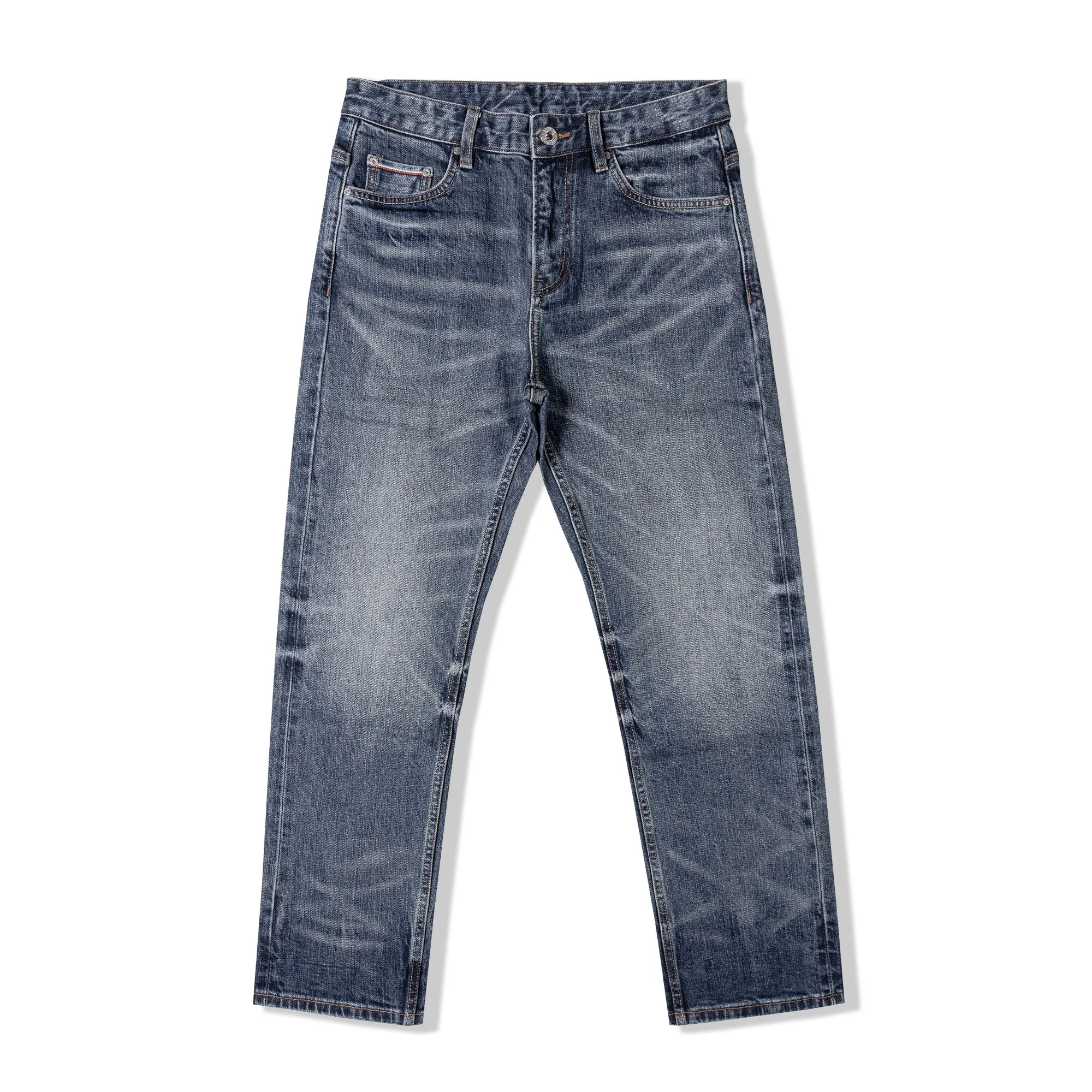 

American Retro Men's Heavyweight Amekaji 15OZ Selvedge Denim Pants Vintage 100% Cotton Washed Classic Straight-Leg Jeans