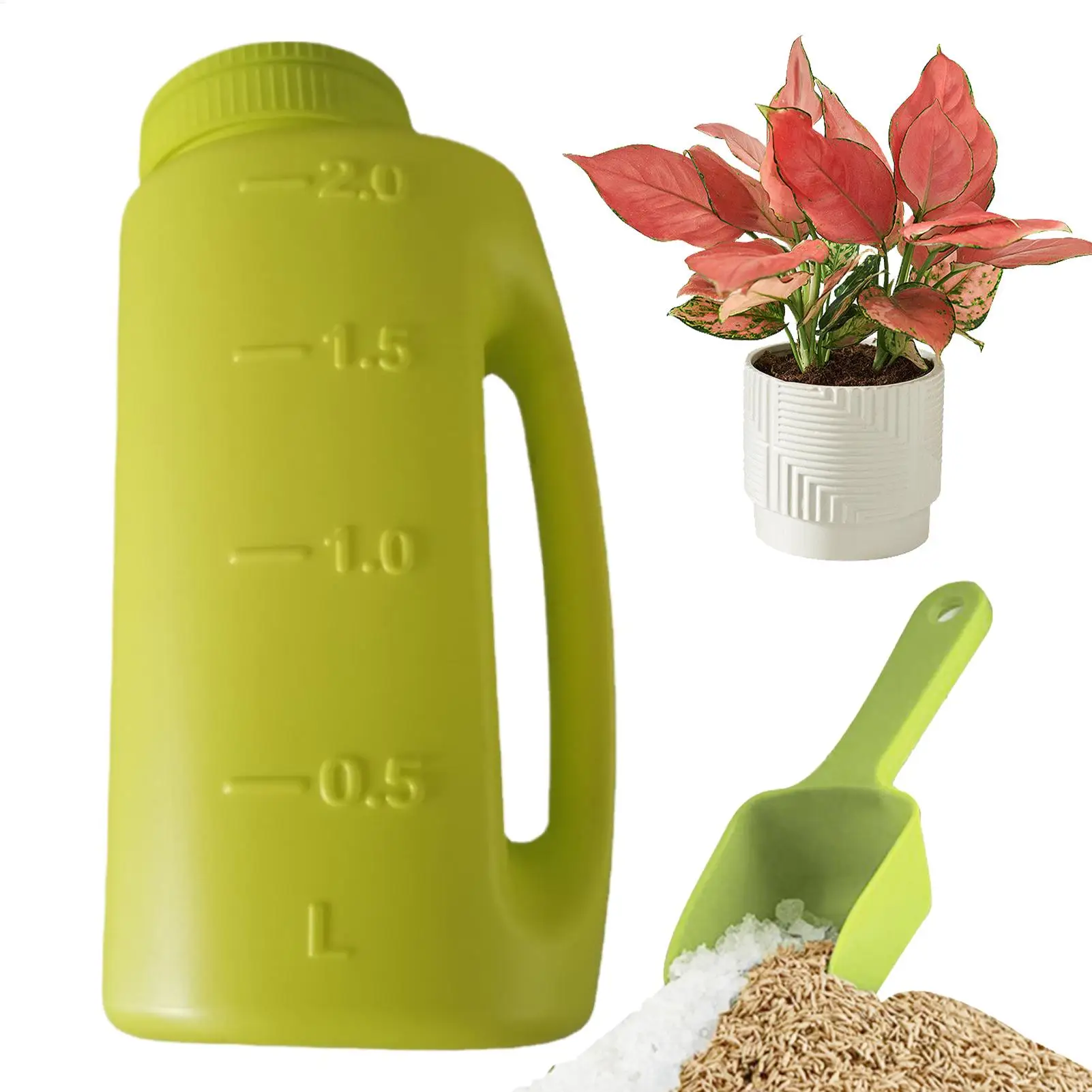 Handheld spreader With Scoop 2L Bottle Ice Melting Spreader with Shovel for Ice Melt Snow Salt Deicer Garden Lawn Grass Planting