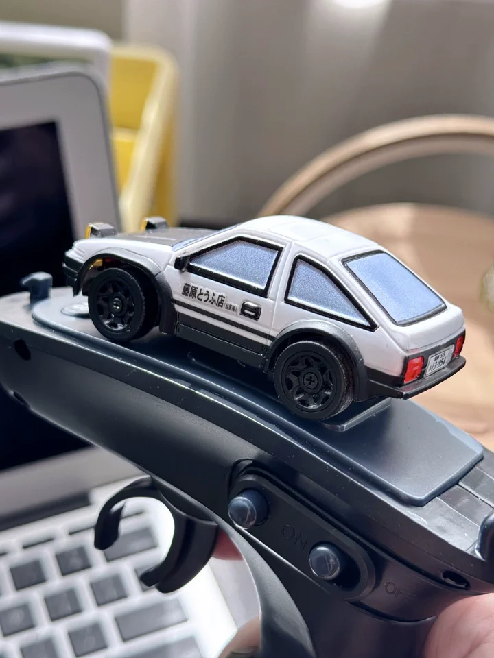 1/64 AE86 RC Drift Car with Jumping Headlights  2.4G Remote Control Desktop Drifting Toy Gift for Kids