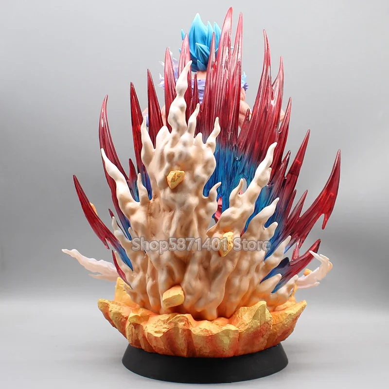 Anime Kaiouken Goku Dragon Ball Figures Super Saiyan Blue Hair Son Goku Action Figures 39cm PVC Collection Model Ornament Toys