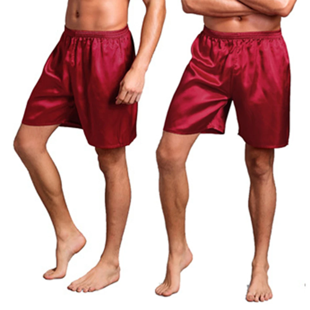 Homens sleep bottoms casual casa pijamas de cetim de seda pijamas shorts dormir noite wear calças sleep bottoms roupas de verão masculino