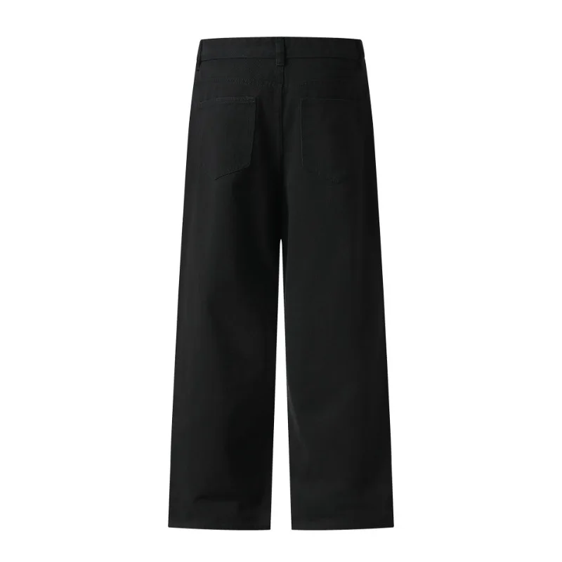Men-Solid-White-Wide-Jeans-Loose-Baggy-Straight-Denim-Trousers-Classic-High-Waist-Casual-Streetwear-Pants-Unisex-Spring-Autumn - view 2