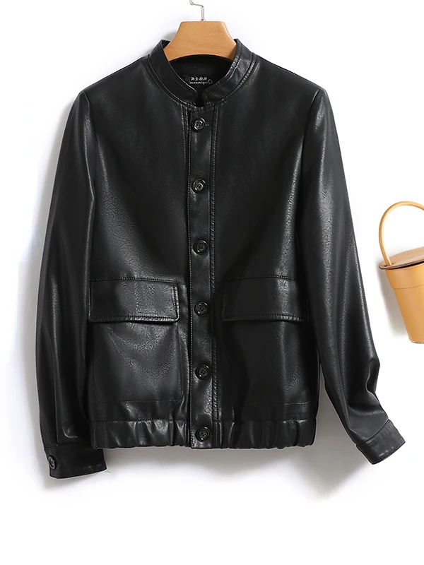 

2023 Genuine Leather Jacket New Women Autumn Short Korean Fashion Sheepskin Coats Casual Leather Jackets Coat Jaqueta Feminina