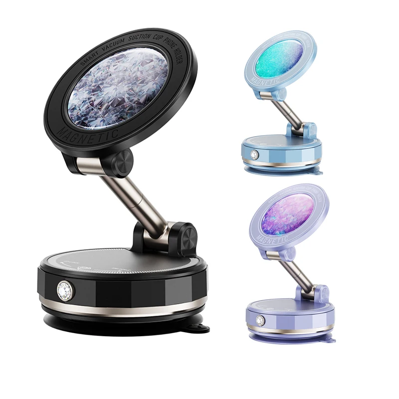 

Magnetic Diamond Car Phone Holder Suction Cup Alloy Material 360° Rotation Mobile Phone Sucker for iPhone Samsung 3 Colors