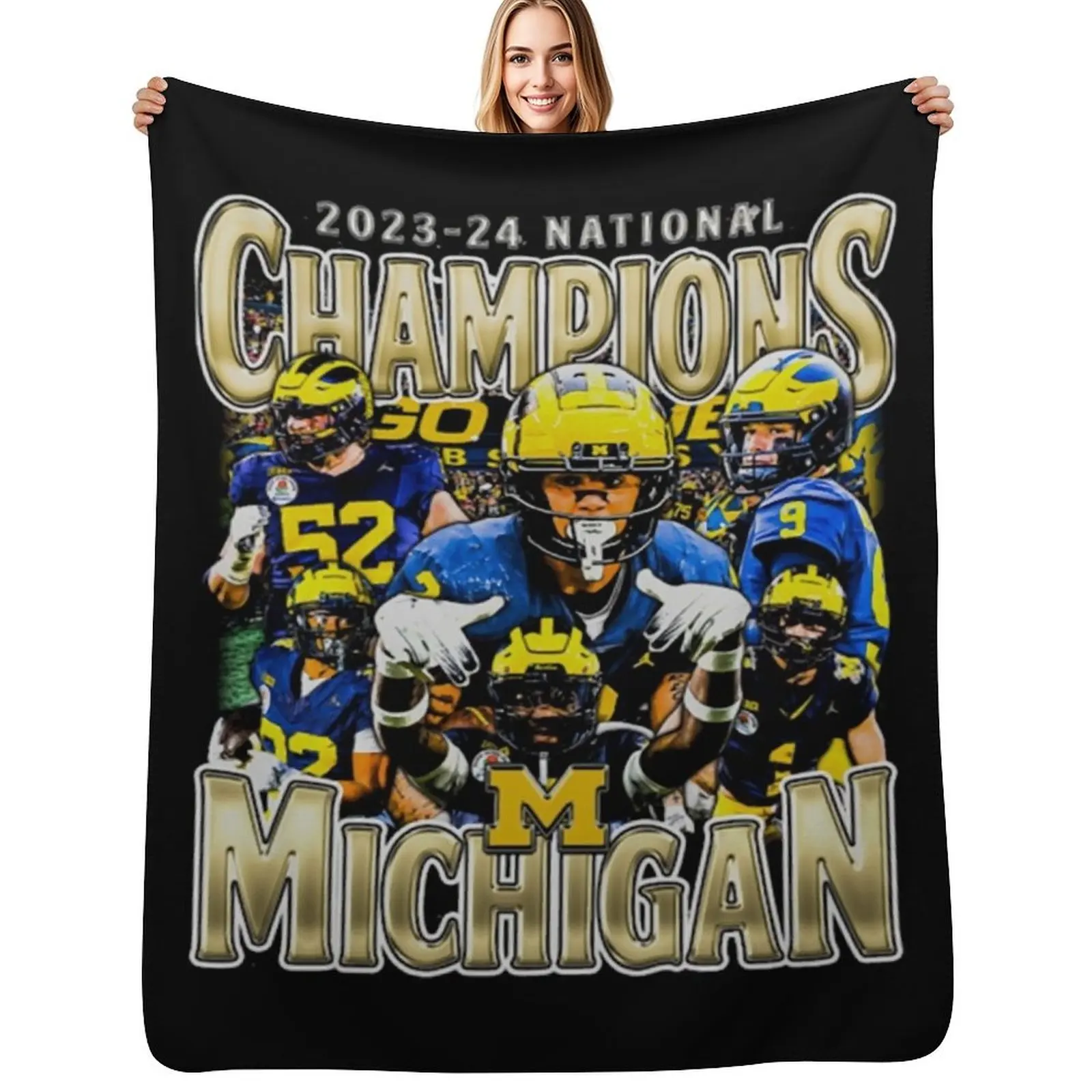 

Michigan National Champs 2023-2024 Vintage Bootleg Throw Blanket cosplay anime Sofa Throw Soft Plush Plaid Summer Blankets