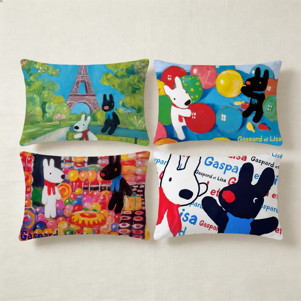 Funda de cojín con diseño de anime G-gaspard y L-lisa, funda de almohada rectangular para el hogar, sofá, sala de estar, dormitorio, mesita de noche, funda de almohada para el hogar, regalo de fiesta