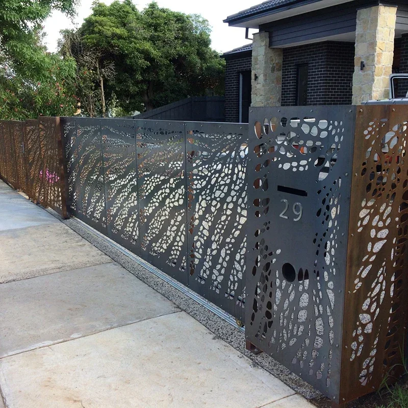 

'corten steel metal fence screen home laser material laser cutting design,corten steel fence
