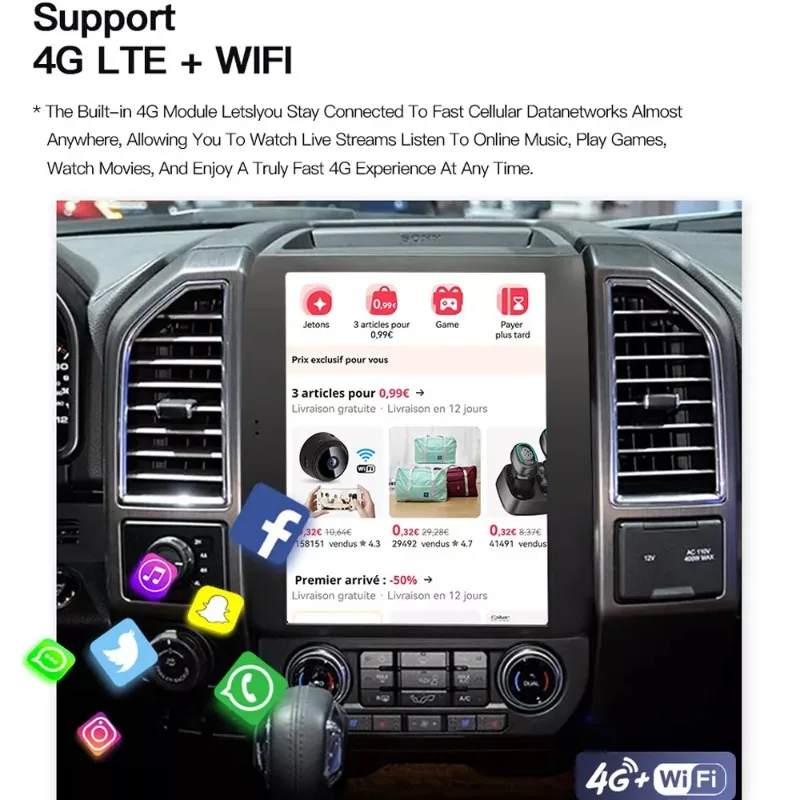 12.1'' Car radio For Ford F150 2016-2021 Car Intelligent Systems Wireless Carplay Android15 Auto Car Stereo Audio GPS Navigation