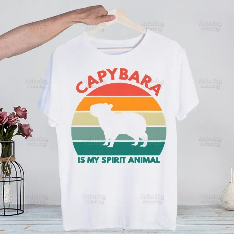 

Capybara Capybaras Is My Spirit Animals Funny T Shirts Short sleeves T-shirt Men Fashion Tide brand Print T shirt Men Tops Tees