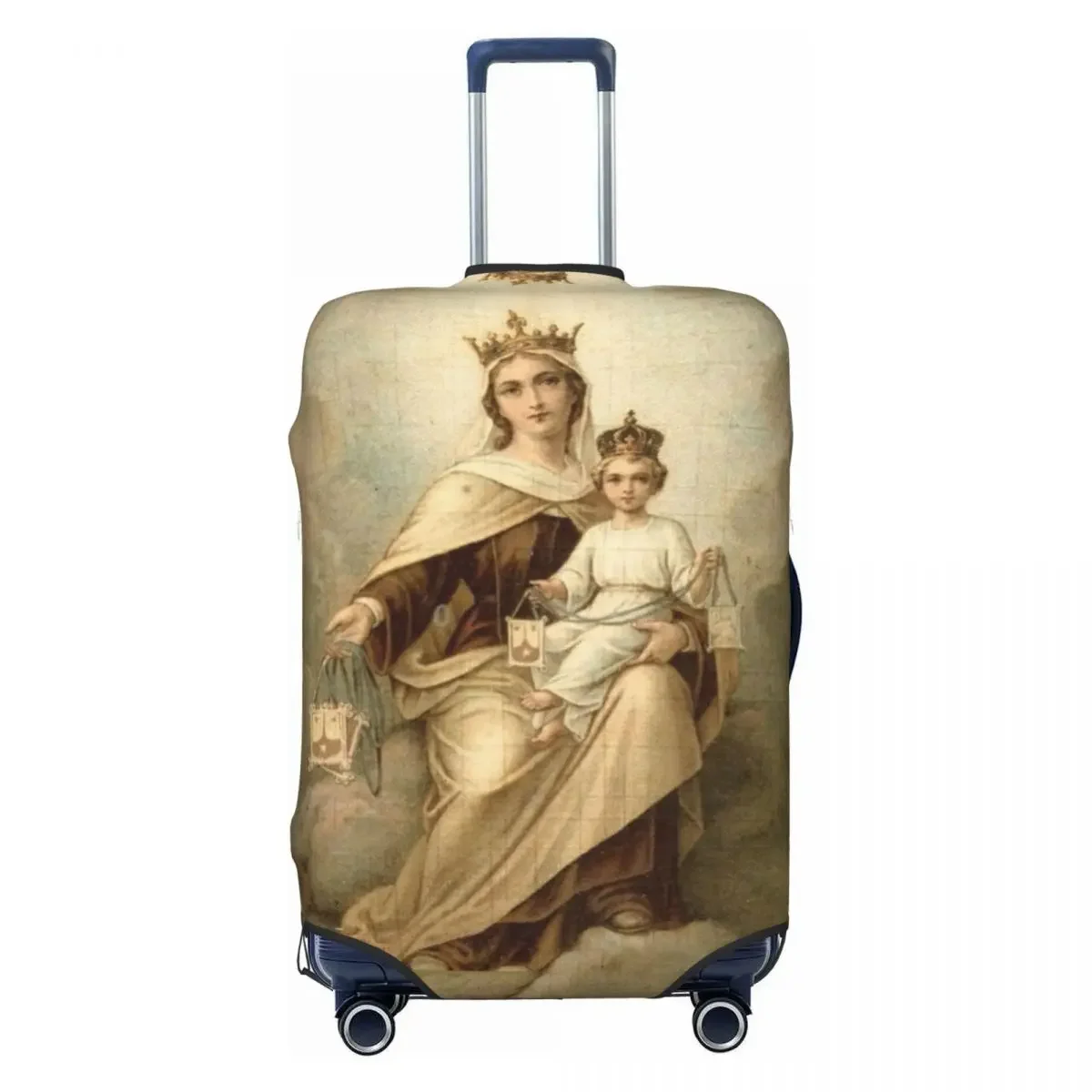 Custom Our Lady Of Mount Carmel Travel Luggage Cover Washable Catholic Virgin Mary Suitcase Cover Protector Fit 18-32 Inch